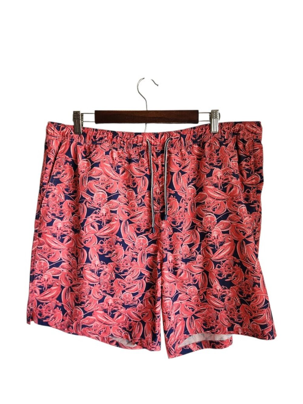 Peter Millar Swim Trunks XL Red Blue Lobstah Lobster Print Mesh Lined Pockets
